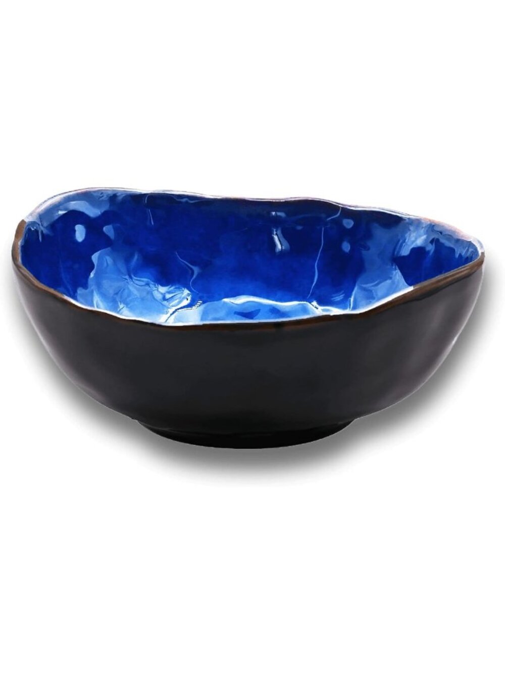 8-Inch Blue Reactive Glaze Ceramic Bowl - Decorative Centerpiece for Home Decor